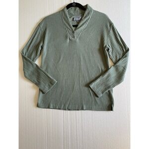 Berkley Jensen Women Olive Green Striped Long Sleeve T- Shirt  Size Small